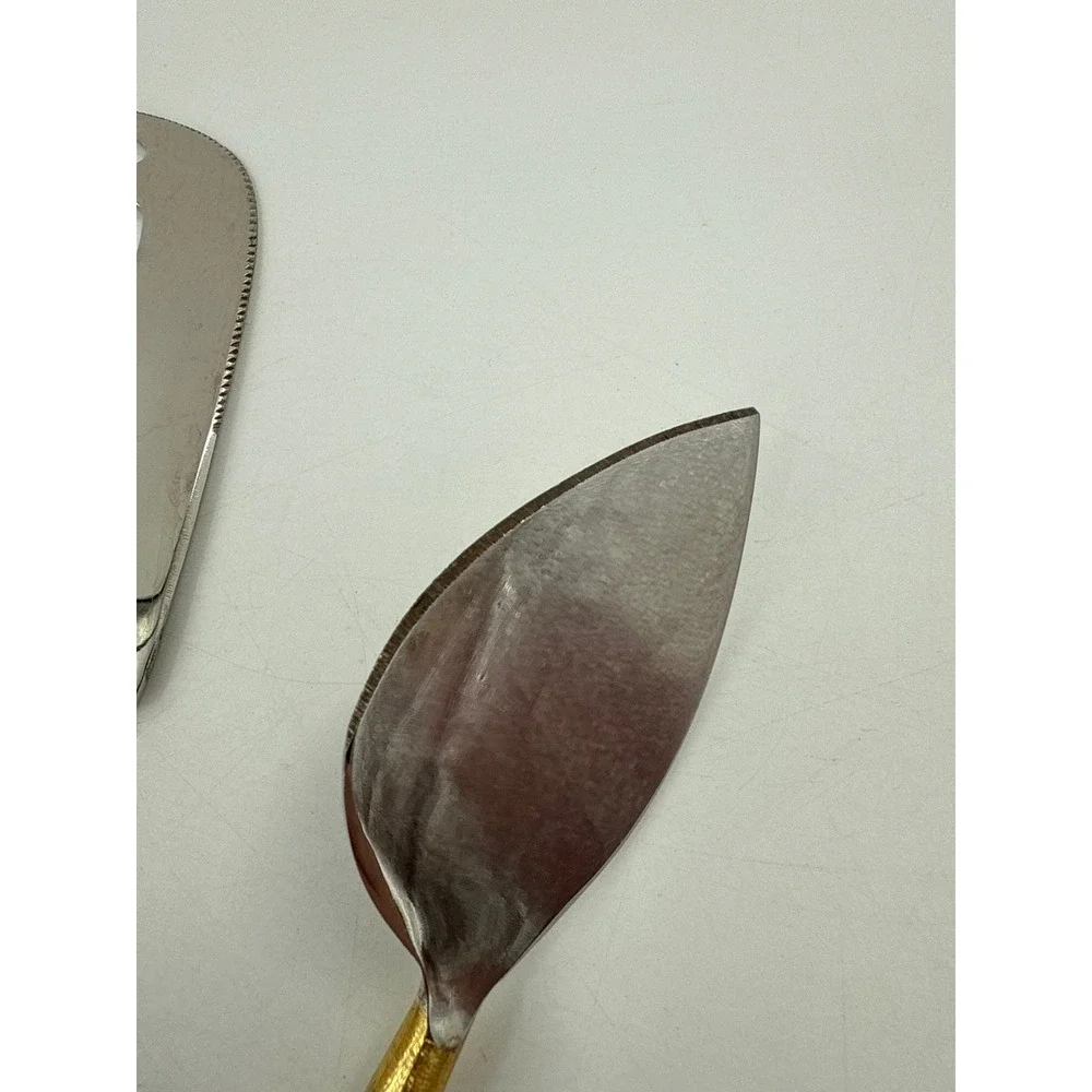 4 Piece Stainless Steel Cheese Knife Set Gold Textured‎ Handles